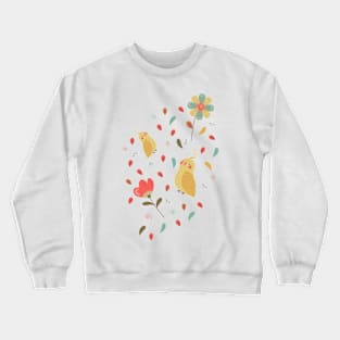 Cute canary bird and flowers Crewneck Sweatshirt